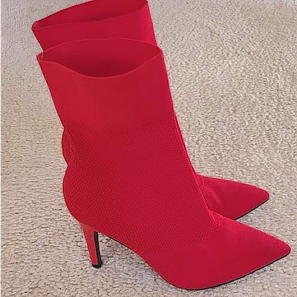 Red stiletto sock bootie - Picture 9 of 15
